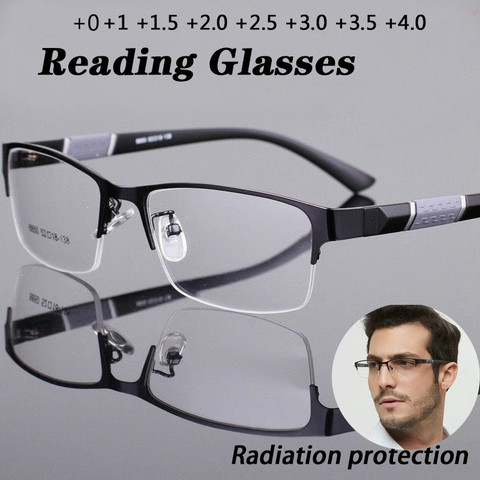 Nouvelle tendance lunettes de lecture lunettes de lecture hommes et femmes haute qualité demi-cadre dioptries bureau d'affaires hommes lunettes de lecture ► Photo 1/6