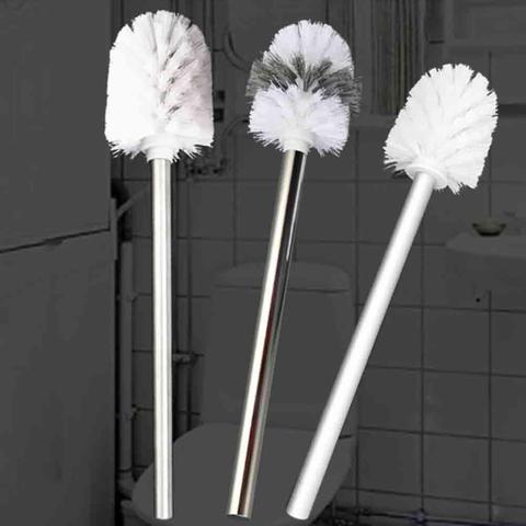 Brosse de toilette à poignée amovible en acier inoxydable poli, outil de salle de bain de nettoyage ► Photo 1/5