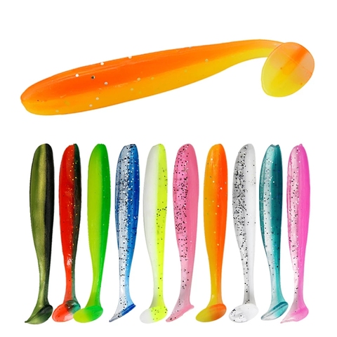 Leurres souples 10 pièces gabarits Wobblers leurre de pêche 90mm 70mm 55mm shad t-tail leurres artificiels en Silicone leurres de pêche au brochet ► Photo 1/6