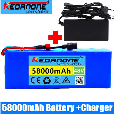 48v lithium ion batterie 48v 58Ah 1000w 13S3P Lithium ion batterie pour 54.6v e-bike électrique vélo Scooter avec BMS + chargeur ► Photo 1/6