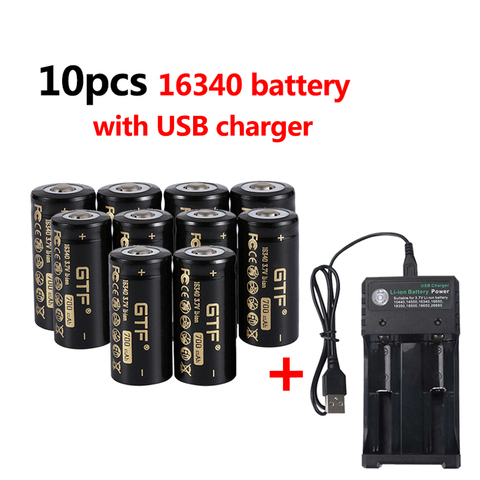 Batterie lithium-ion 16340 CR123, 3.7V, 700mAh, Rechargeable, pour lampe de poche LED + chargeur USB 16340 18650 ► Photo 1/6