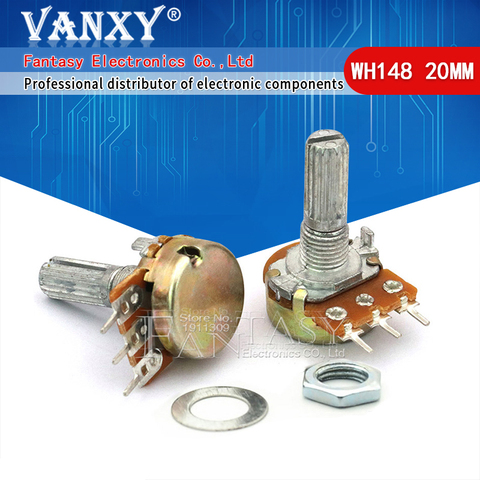 Potentiomètres stéréo double arbre WH148, 20mm, B1K B2K B5K B10K B20K B50K B100K B500K, 3 broches 1K 2K 5K 10K 50K 100K, 10 pièces ► Photo 1/3