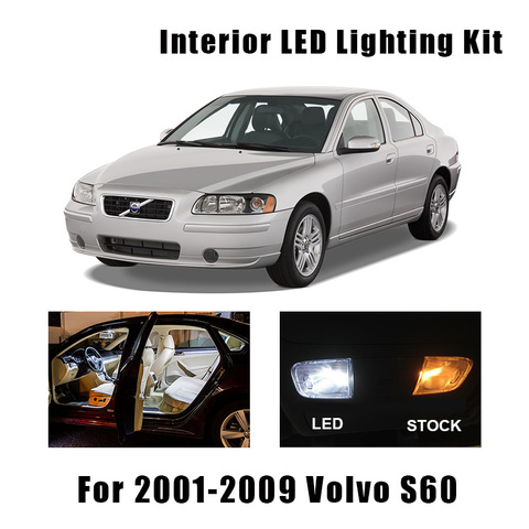 Kit d'éclairage intérieur de voiture, 15 ampoules, blanc, sans erreur, adapté à une lampe, licence de porte, Volvo S60, LED-2001, 2006, 2007, 2008, 2009 ► Photo 1/6