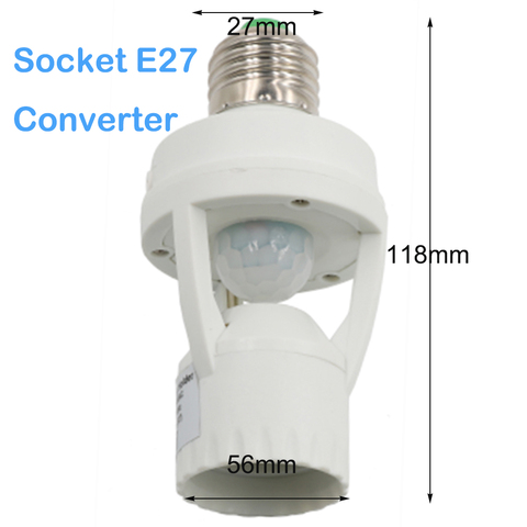 Socket E27 convertisseur 110-240V pied de lampe avec PIR capteur de mouvement ampoule commutateur 100-240V E27 Socket convertisseur avec PIR capteur de mouvement ► Photo 1/6