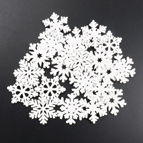 Flocons de neige de noël en bois, 20 pièces, artisanat naturel de Scrapbooking pour embellissements, décoration artisanale faite à la main, 25-35mm ► Photo 1/6