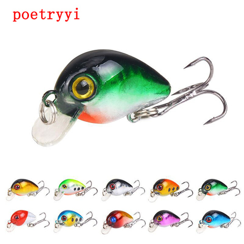 Leurre méné noir rigide frisé wobbler, dans 10 couleurs disponibles, appât artificiel pour la pêche au brochet, mini crackbait, 3cm, 1.6g ► Photo 1/6