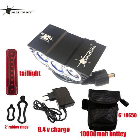 Solarstorm 3 * T6 LED vélo 4 Modes vélo avant lumière vélo lampe 7000 Lumen fietslamp USB10000mAh batterie Pack vtt sécurité équiper ► Photo 1/6