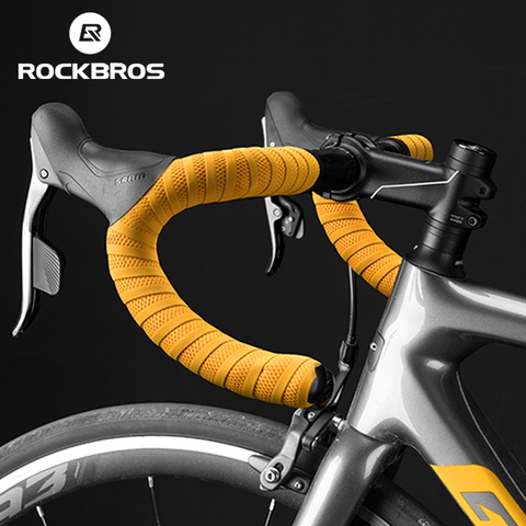 ROCKBROS – bande de guidon de vélo de route antidérapante, bande résistante à l'usure + 2 fiches de barre, ceinture antichoc, ceinture de poignée de cyclisme ► Photo 1/6