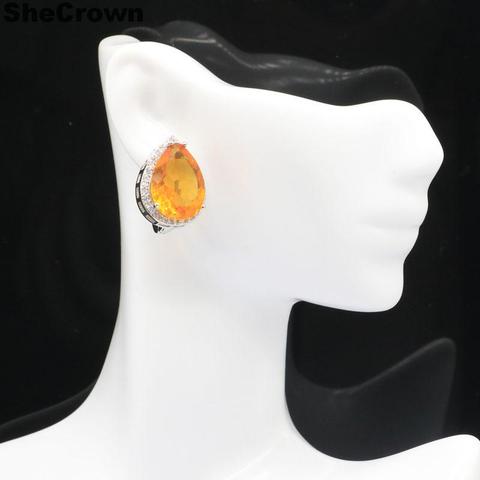 Boucles d'oreilles en forme de goutte, en forme de goutte, 22x16mm, en pierres précieuses vertes, Tsavorite grenat or Citrine CZ, cadeau pour femmes, en argent 925, offre spéciale ► Photo 1/6