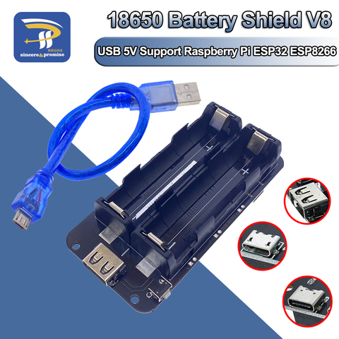 Module de carte d'extension de puissance Mobile V8 de bouclier de batterie au Lithium de deux tensions 18650 5V/3A 3V/1A Micro USB pour Arduino ESP32 ESP8266 ► Photo 1/6