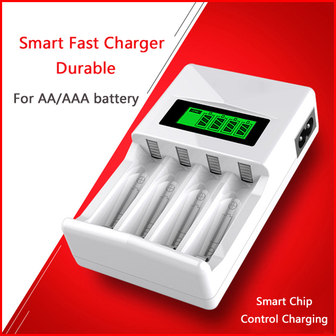 Chargeur de batterie à 4 fentes pour piles rechargeables AAA/AA Ni-MH/ni-cd, Protection contre les courts-circuits avec ► Photo 1/6