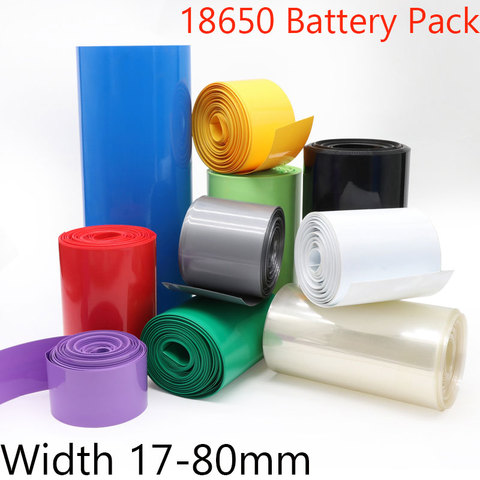 18650 Lipo batterie PVC thermorétractable Tube Pack largeur 17mm ~ 80mm isolé pellicule de Film lithium boîtier câble manchon bleu multicolore ► Photo 1/6