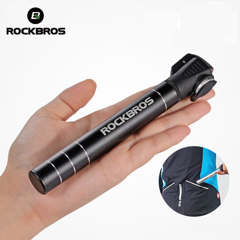 ROCKBROS Mini pompe à vélo Portable 100 Psi en alliage d'aluminium vélo pompe à vélo ajustement Presta & Schrader Valve vtt pompe à VTT ► Photo 1/6