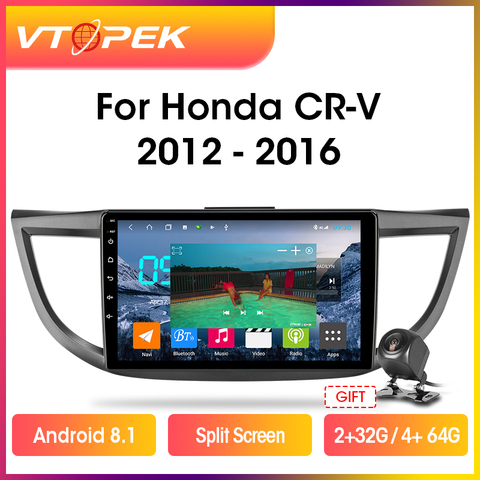 Vtopek – autoradio Android, Navigation GPS, lecteur multimédia vidéo, 2 din, unité centrale pour voiture Honda CRV CR-V, 2011 – 2015, prend uniquement en charge 2.0L ► Photo 1/6