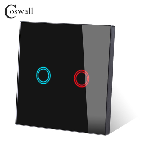 Coswall-interrupteur mural tactile, 1/2/3 boutons, 1 voie, 110-240V AC, pour luminaire, Standard EU/russie/espagne/UK, panneau en verre cristal ► Photo 1/6