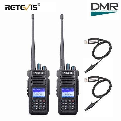 Retevis Ailunce – walkie-talkie Radio numérique HD1 DMR 10W IP67 GPS DMR VHF UHF Amateur émetteur-récepteur 2 pièces ► Photo 1/6