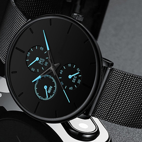 Montre d'affaires à Quartz pour hommes, élégante, bracelet en acier inoxydable, bracelet de luxe Ultra mince, nouvelle collection, décontracté ► Photo 1/6