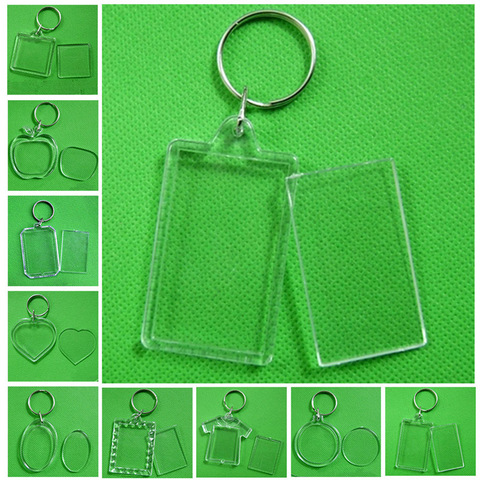 Mode acrylique insérer Photo Photo cadre porte-clés Rectangle Transparent cadre blanc porte-clés bricolage anneau fendu porte-clés cadeau ► Photo 1/6