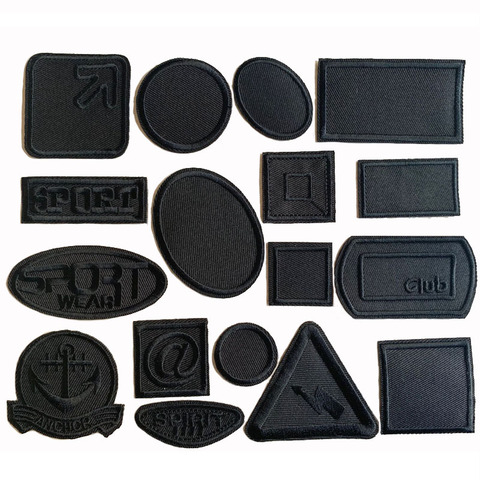 Patch brodé noir, 5 pièces, ancre circulaire carrée, motif sport, patchs à repasser sur vêtements, badges décoratifs à appliquer, bricolage ► Photo 1/6