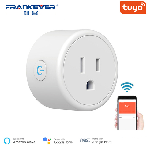 FrankEver – Mini prise intelligente Wifi US, 110-230V, avec protection contre les surcharges, commande vocale, fonctionne avec Alexa, Google Home, Tuya APP ► Photo 1/6