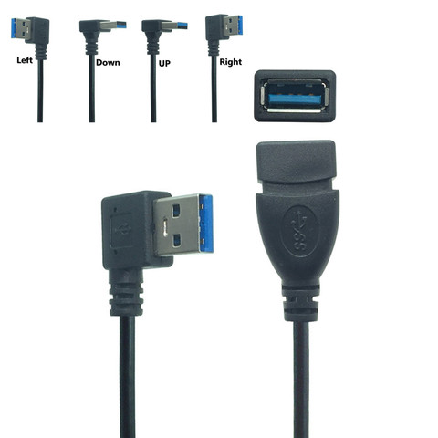 USB 3.0 Male to Female USB Extension Cable Right Angle 90 Degree USB Adapter UP/Down/Left/Right Cabo USB 0.2M ► Photo 1/4