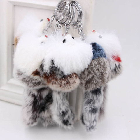 Mignon moelleux renard balle porte-clés porte-clés pompon renard fourrure pendentif porte-clés charme voiture sac porte-clés femmes bijoux cadeaux ► Photo 1/6