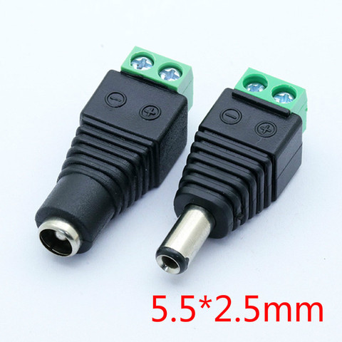 Adaptateur de prise mâle pour vidéosurveillance, 10 pièces 12V 2.5x5.5mm 5.5x2.5mm LED couleur simple mm ► Photo 1/4