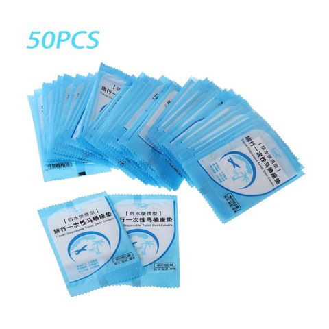 50 Pcs/Pack jetable siège de toilette couverture tapis Portable étanche sécurité siège de toilette pour voyage Camping navettage ► Photo 1/6