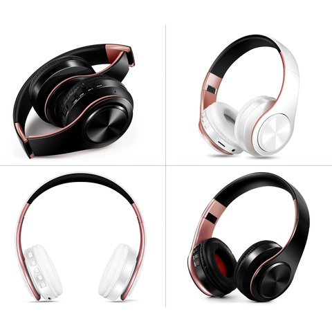 Nouveauté!! Casques d'écoute stéréo sans fil, couleurs or brillants, casques Bluetooth, oreillettes avec carte micro/TF ► Photo 1/6