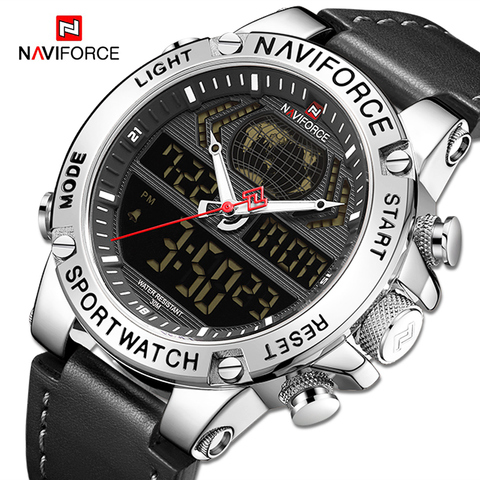 NAVIFORCE-montre-bracelet de Sport étanche pour hommes, de luxe, chronographe numérique, horloge à Quartz, militaire ► Photo 1/6
