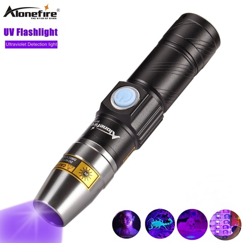 Alonefire – Mini lampe de poche uv Rechargeable USB SV14, lumière 365nm pour détecteur d'argent Fluorescent, torche LED UV ► Photo 1/6