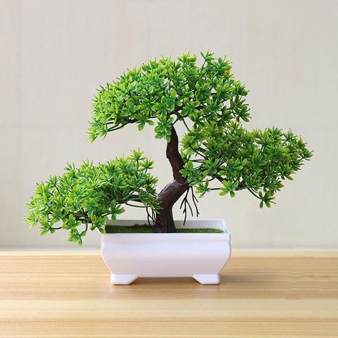 Bienvenue pin bonsaï Simulation artificielle vert en pot petit arbre plante ornement maison jardin décoratif fête hôtel décor ► Photo 1/6
