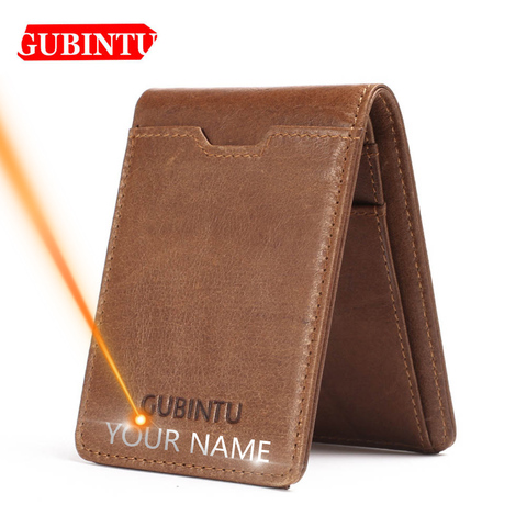 Gubintu mince en cuir véritable hommes portefeuilles porte-carte multifonctionnel mince marque hommes sac à main affaires de haute qualité hommes portefeuilles ► Photo 1/6