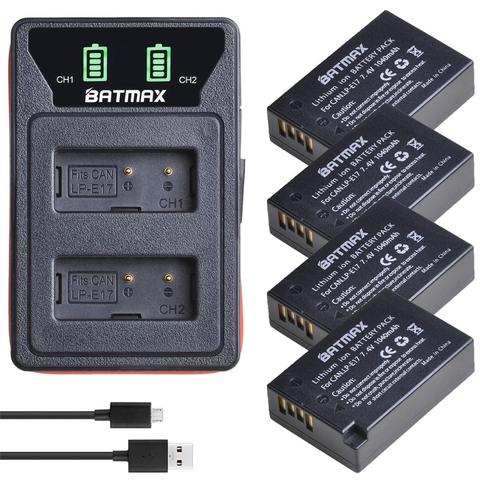 4 batteries LPE17 LP E17 LP-E17 + LED, double chargeur USB intégré pour Canon EOS RP, Rebel SL2, SL3, T6i, T6s, T7i, M3, M5, M6 ► Photo 1/6