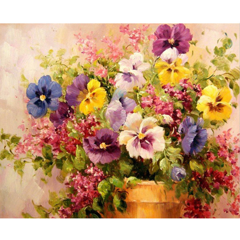 GATYZTORY-peinture à l'huile par nombres pour adultes et enfants, tableau photo avec fleurs, bricolage peint à la main, cadeau personnalisé, décoration de maison ► Photo 1/6