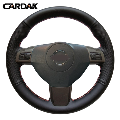 CARDAK – housse de volant de voiture, en cuir artificiel noir cousu à la main, pour Opel Astra 2005 2006 Vauxhall Astra ► Photo 1/6