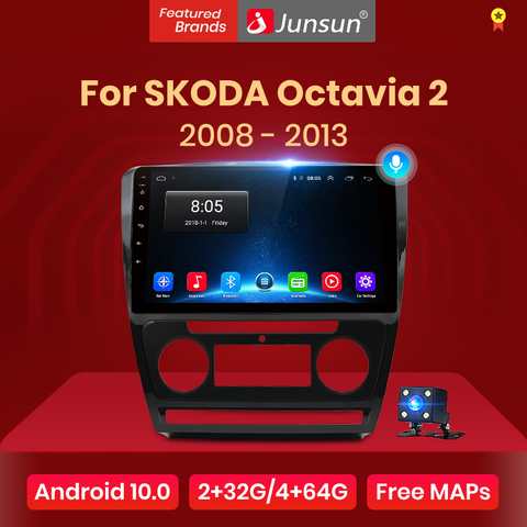 Junsun Android 10 autoradio AI commande vocale multimédia lecteur Audio vidéo Navigation pour SKODA Octavia 2 2008-2013 A5 no 2Din ► Photo 1/6