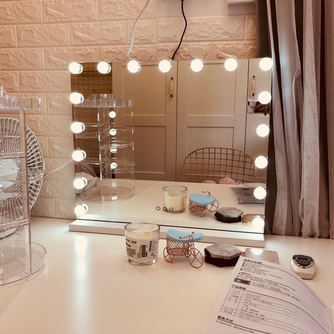 Miroir de maquillage de Style hollywoodien avec lumières, ampoules LED à intensité variable, commande tactile, Design cosmétique, cadeau pour fille ► Photo 1/6