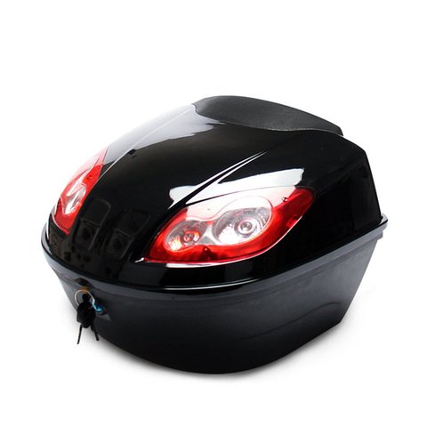 Coffre de queue de grande capacité coffre de Scooter électrique casque de étui rigide de moto mallette de rangement fixation rétractable et mécanisme d'attache de sécurité avec lampe réfléchissante ► Photo 1/6