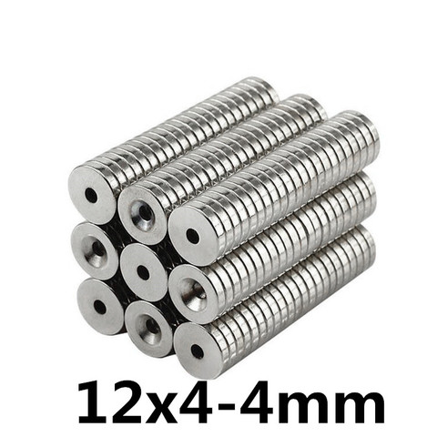 Lot de 10/20/30 aimants puissants N35 en néodyme, 12x4mm, 12x4mm, trou de 4mm, aimant Permanent ► Photo 1/3