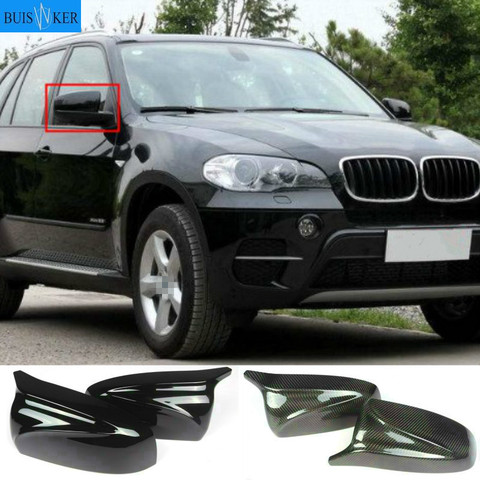 Coque de rétroviseur de BMW en Fiber de carbone/ABS, pour 2x rétroviseurs de voiture X5 X6, protection de remplacement, pour X5 X6 E70 E71, 2007-2013 ► Photo 1/5