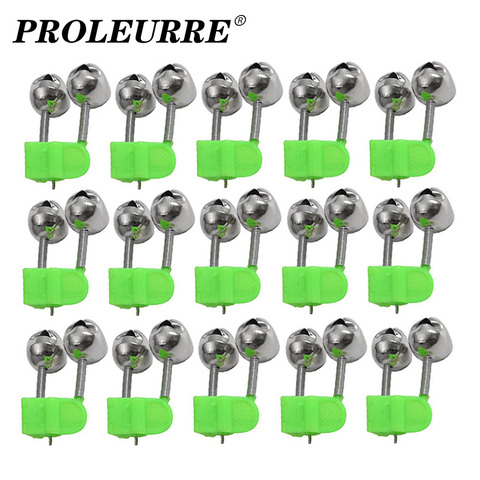 5 pièces/lot morsure alarmes canne à pêche cloches attirail accessoire tige pince pointe pince métal cloches anneau vert ABS plastique extérieur outils ► Photo 1/6