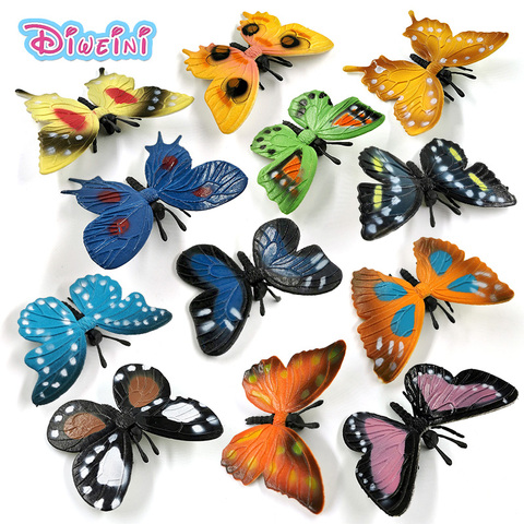 12 pièces Simulation papillon insecte animal modèle réaliste action figure décor à la maison cadeau éducatif pour les enfants enfants ensemble de jouets chauds ► Photo 1/6