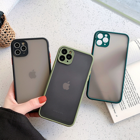 Coque de Protection pour iPhone 11 12 11Pro Max XR XS Max X 8 7 6S Plus housse arrière antichoc translucide mat ► Photo 1/6