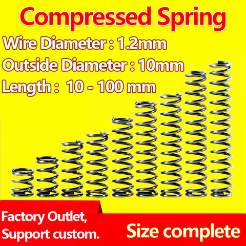 Ressort à ressort compressé 1.2mm, diamètre extérieur de fil, sortie de l'usine, 10mm ► Photo 1/6