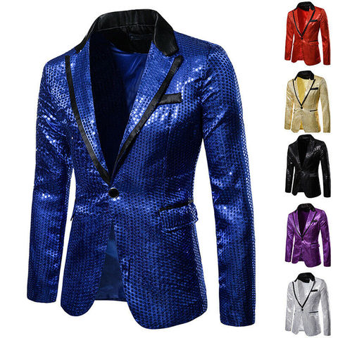 Blazer brillant pour Homme, veste dorée brillante décorée pour remise des diplômes en boîte de nuit, Costume de chanteur, tenue de scène ► Photo 1/6