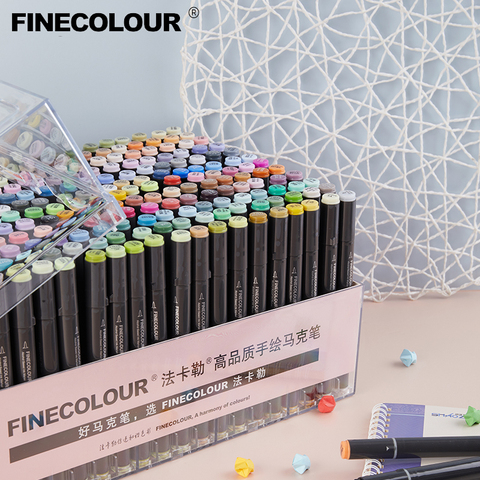 Finecolore-marqueur artistique/plastique, stylo boîte rigide Portable EF100/101/102/103 160/240/480 couleurs, marqueur à Double tête pour alcool ► Photo 1/6