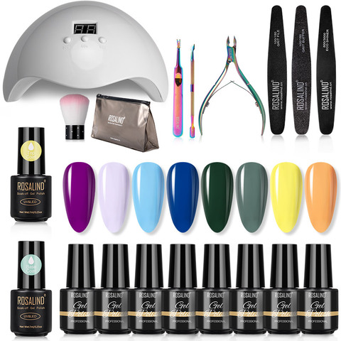 ROSALIND kit de manucure Gel UV lampe à LED vernis à ongles vernis Semi Permanent vernis hybride laque socle supérieur pour ensemble d'ongles 7ml Art ► Photo 1/6