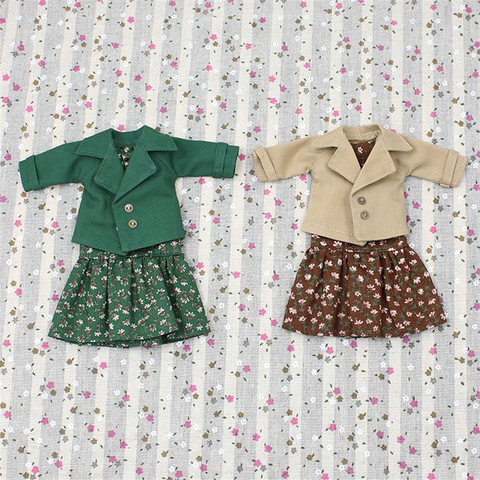 Tenues pour Blyth poupée vert et brun robe et manteau pour le corps commun cool dressing 1/6 JBD glacé DBS ► Photo 1/4