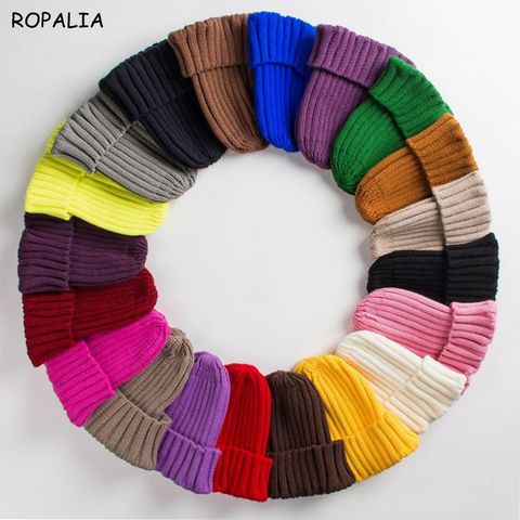 Chapeau femme unisexe coton mélanges solide chaud doux HIP HOP tricoté chapeaux hommes hiver casquettes femmes Skullies bonnets pour fille en gros ► Photo 1/6